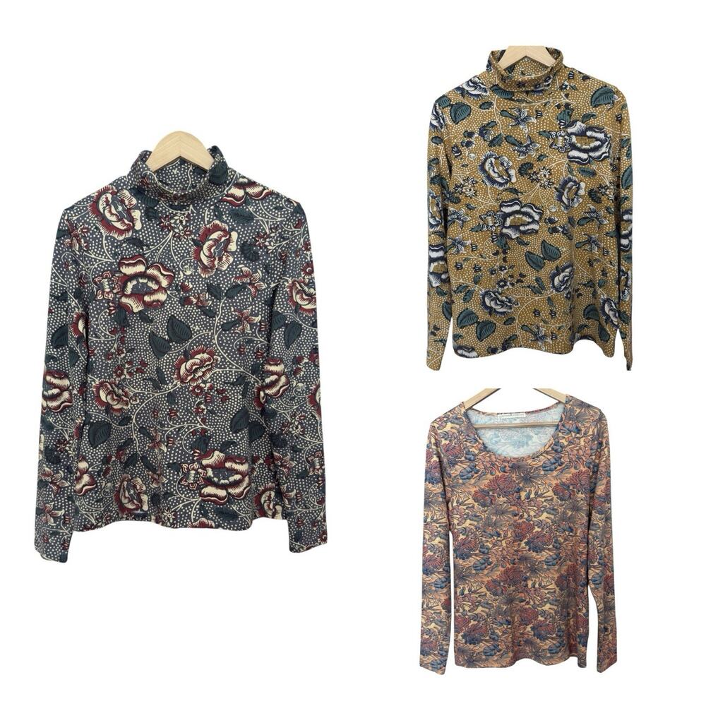 Bundle Of 3 Peruvian Connection Long Sleeve Floral Tops Size L